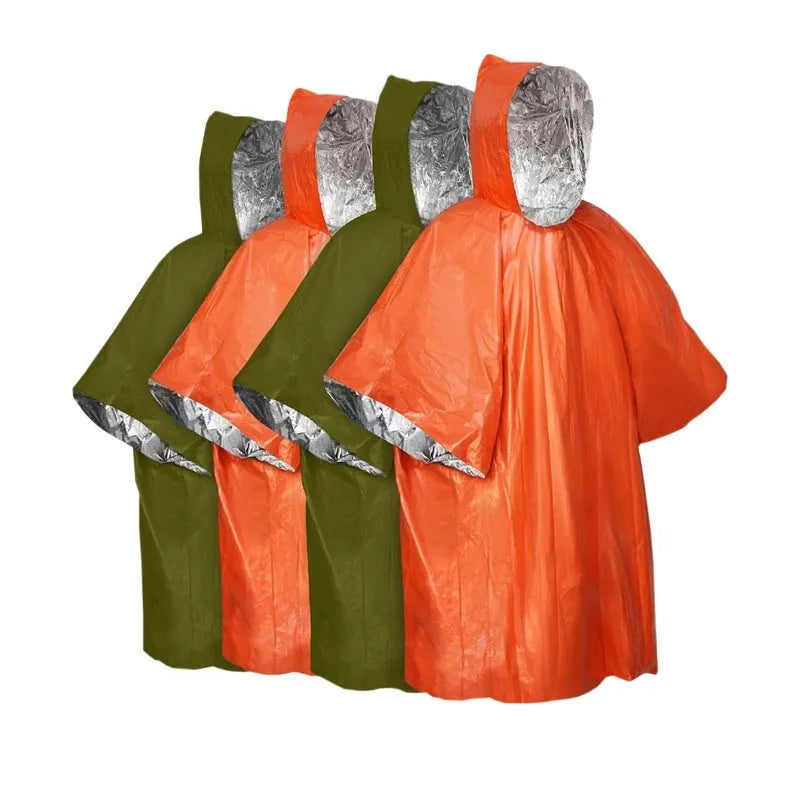 Wild Cross-country Multifunctional Raincoat shown in orange and army green colours.
