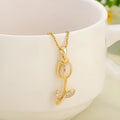 Zircon tulip necklace for women with floral pendant on adjustable titanium steel chain