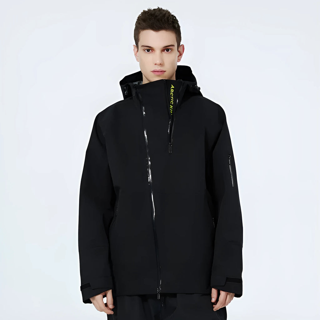 Yellow and black windproof waterproof ski suit for men and women winter sports
