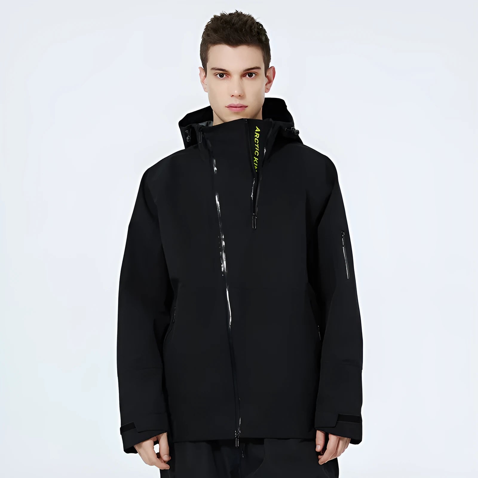 Yellow and black windproof waterproof ski suit for men and women winter sports
