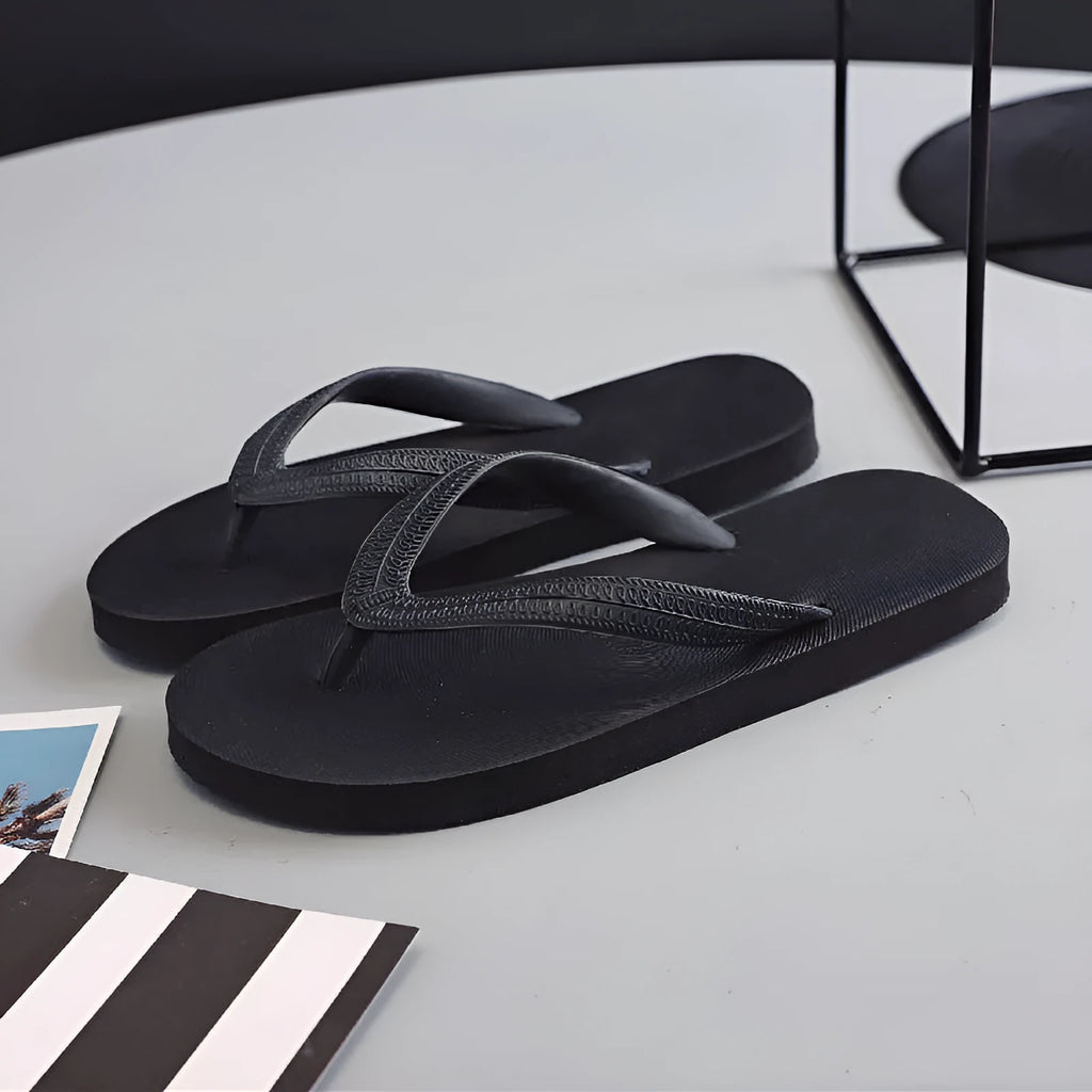 Fish label rubber beach flip-flops with non-slip deodorant soles in multiple colour options