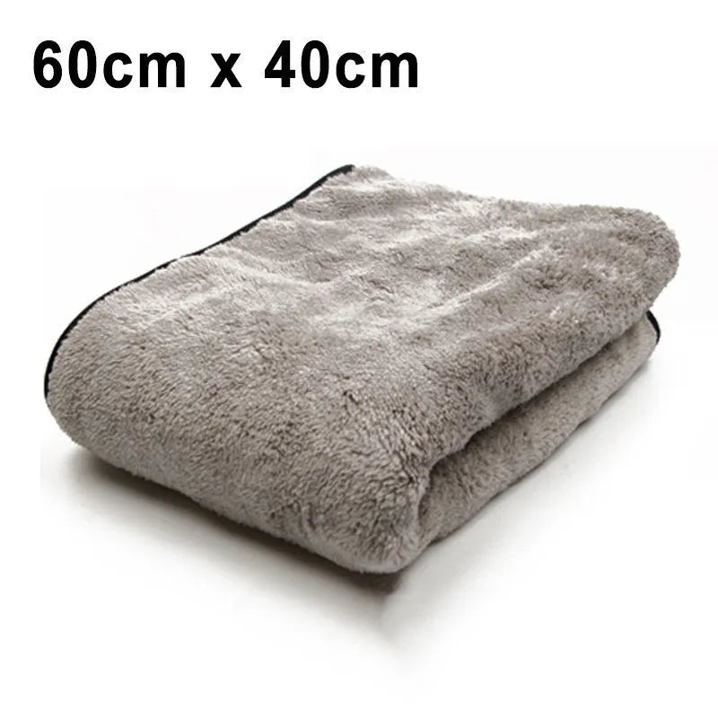Microfiber car wash towel shown in three size variations for automotive cleaning