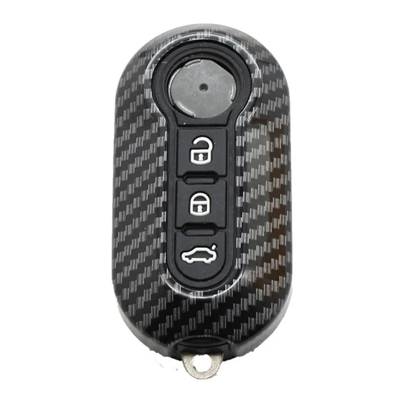 Carbon fibre design ABS key case for Fiat 500 Boyue Ottimo Viaggio in black, red, dark blue