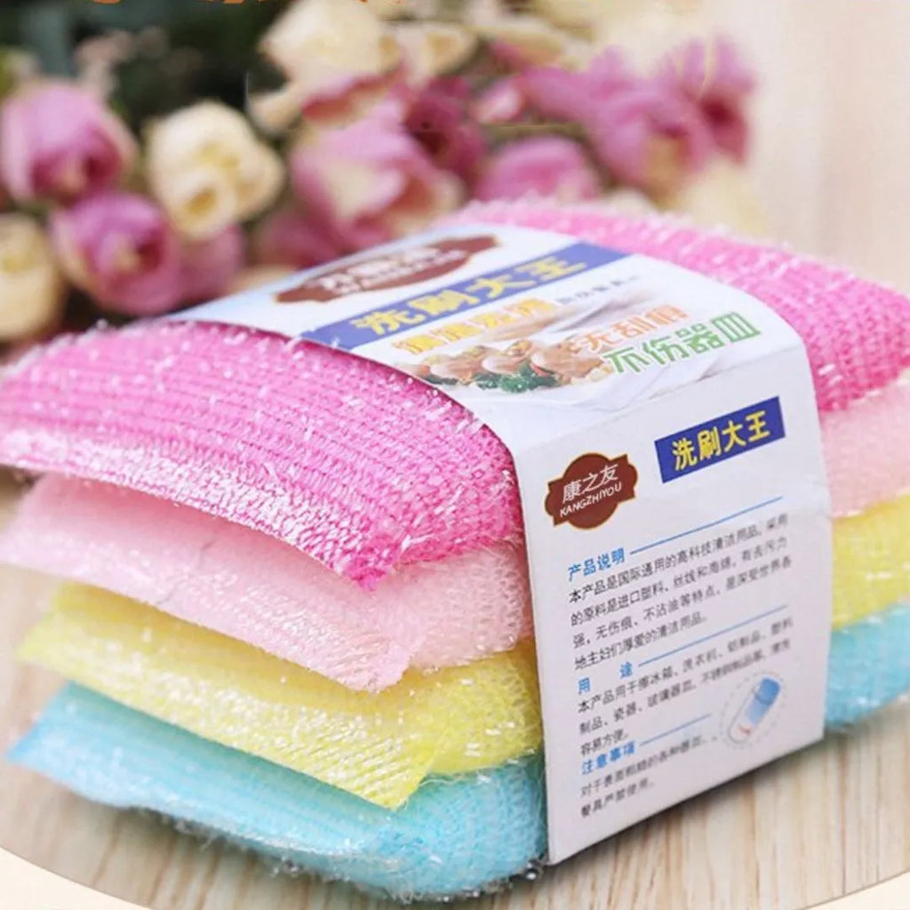 Macaron coloured pinstripe fabric dishwashing sponge mop with fine stripe scrubbing pattern