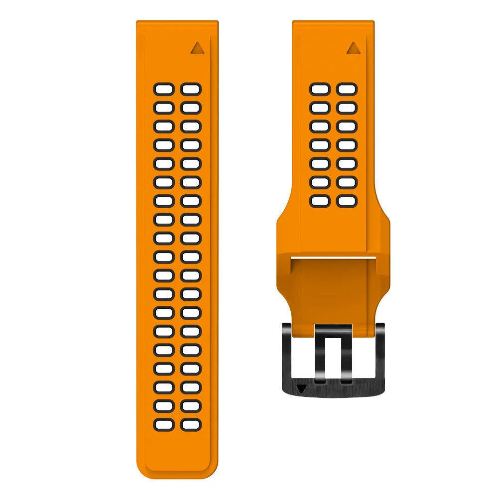 Quick release silicone watch strap in two-colour sports design with pin buckle