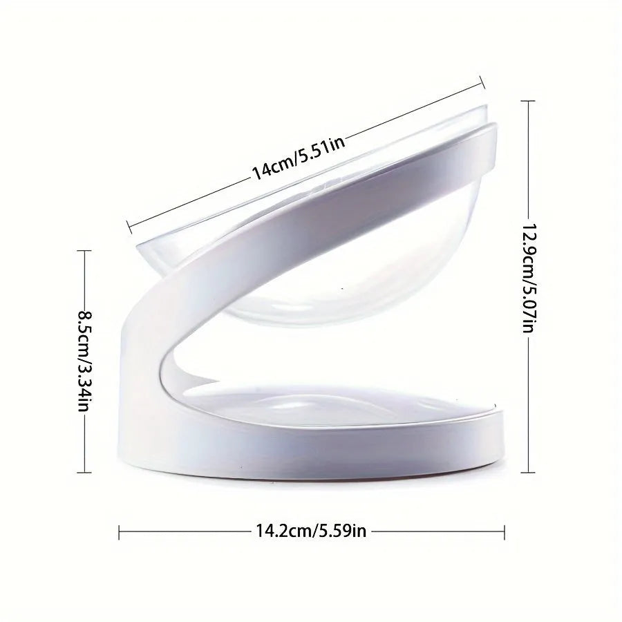 White elevated cat food bowl with anti-vomit tilt design for neck protection