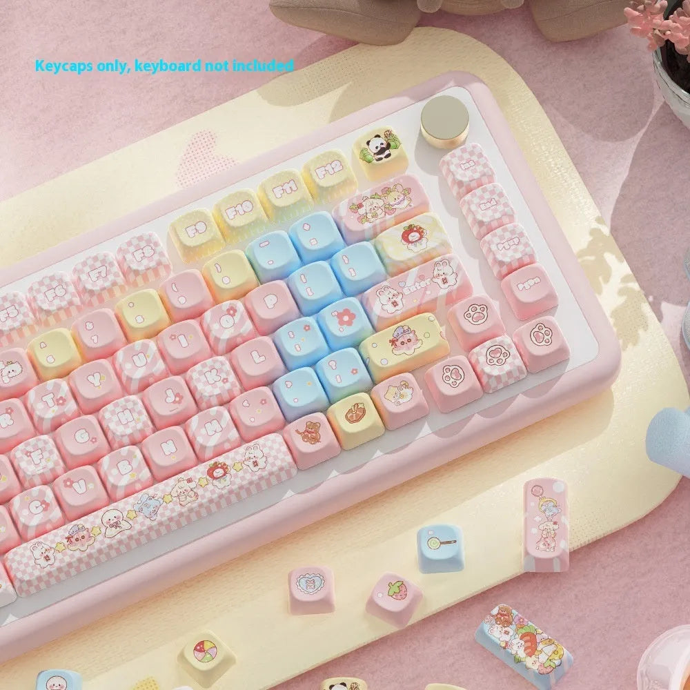 Clip Doll original cute character design mechanical keyboard key cap set for 112-key or 120-key layout.