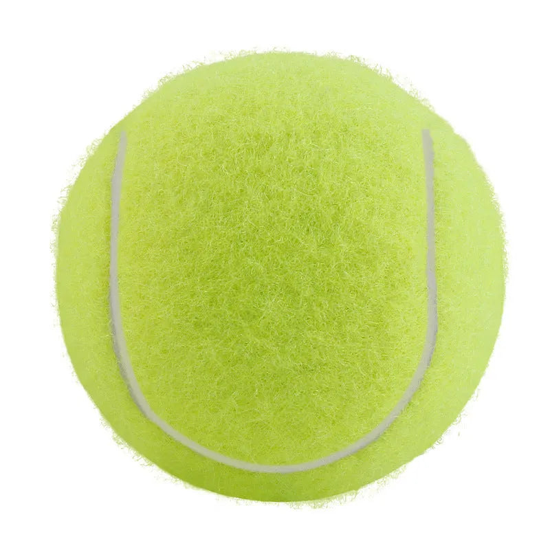 Bright pink durable rubber dog tennis ball with bite-resistant design for aggressive chewers.