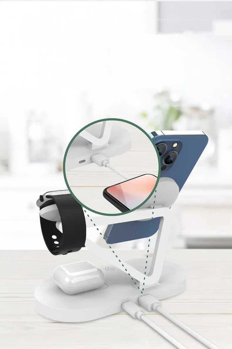 Magnetic suction wireless charger for iPhone Apple Watch and AirPods in black