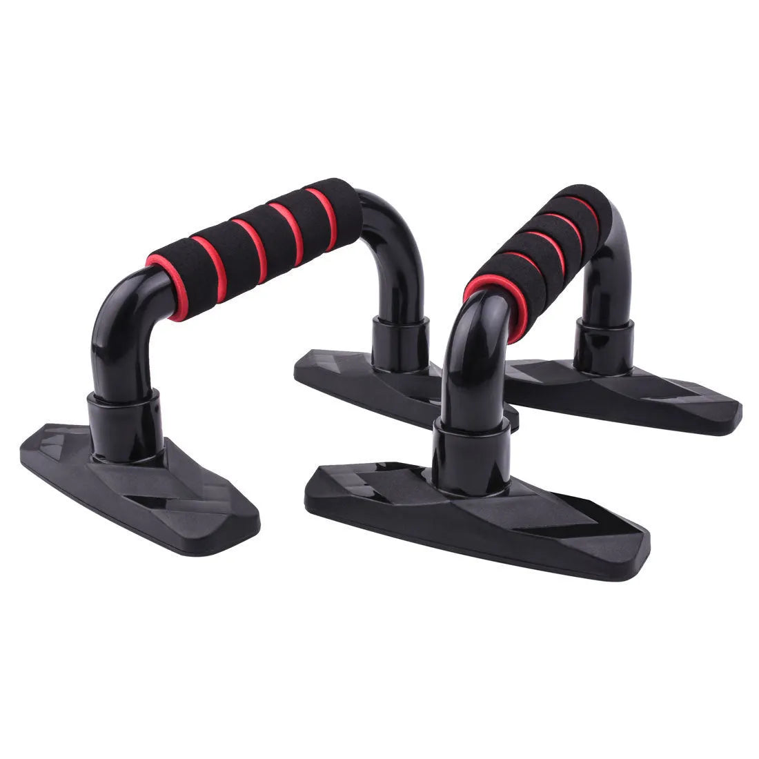 Set of two I-shaped push up bars with PP sponge grip, shown in blue colour.