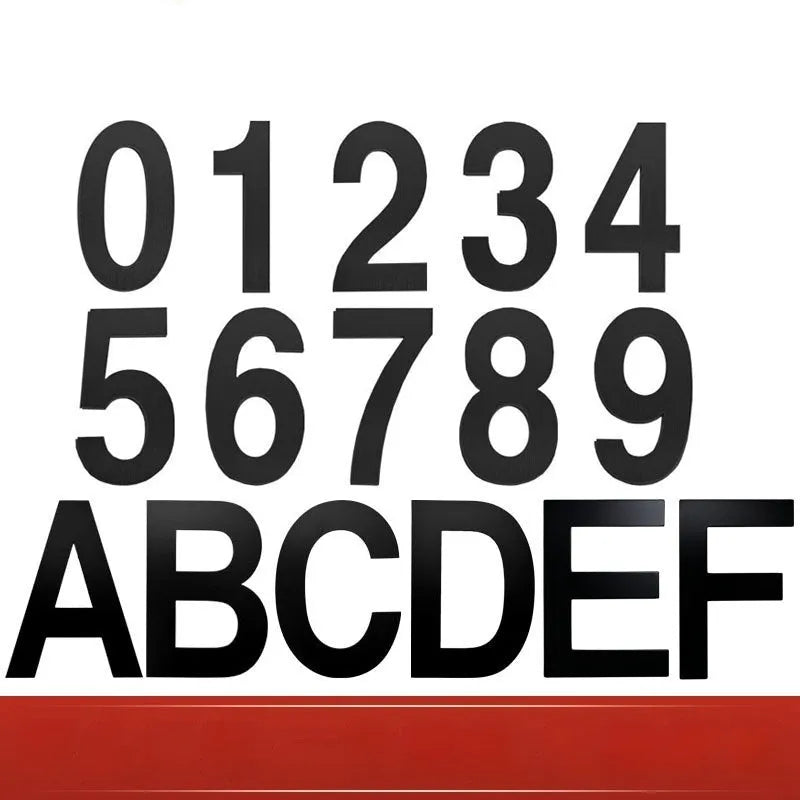 Black stainless steel sticky house number sign with 7.5cm character on adhesive backing