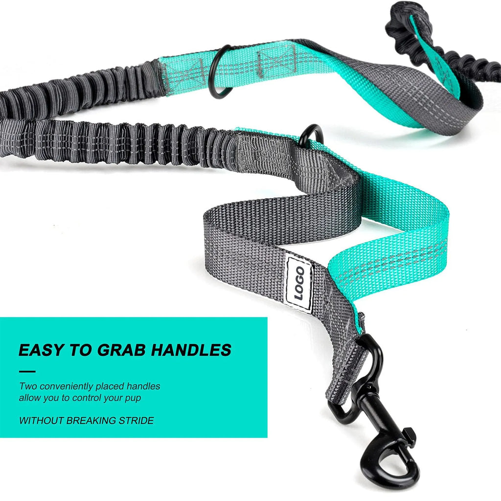 Black outdoor pet training waist bag with telescopic dog lead attached for hands-free walking