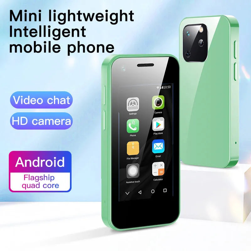 Small Android mini phone showing compact design with 2.5-inch screen.