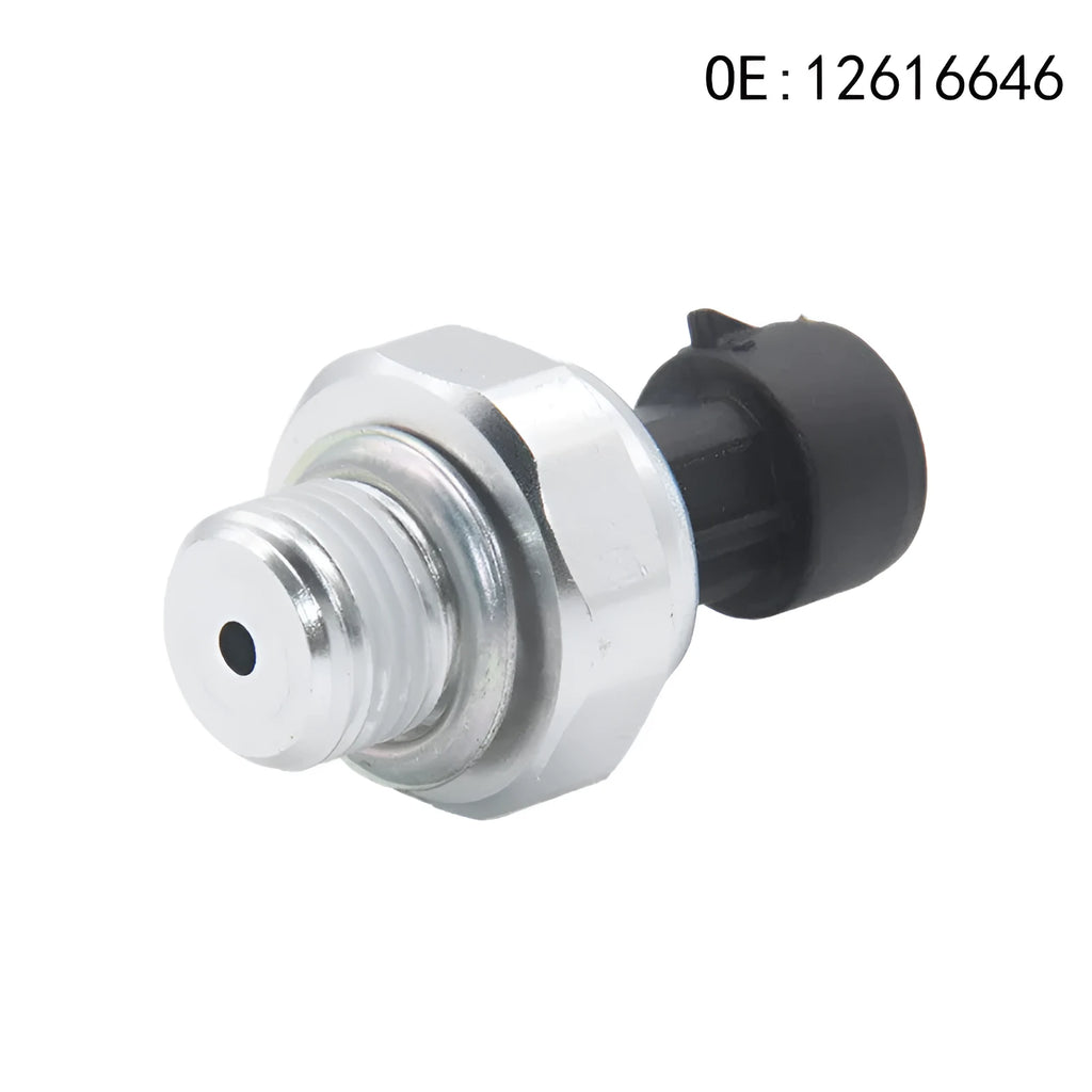 Silver metal automotive fuel pressure sensor with model numbers 12616646 12677836 D1846A