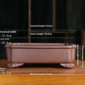 Purple sand rectangular bonsai planter with antique styling and corner-cutting design