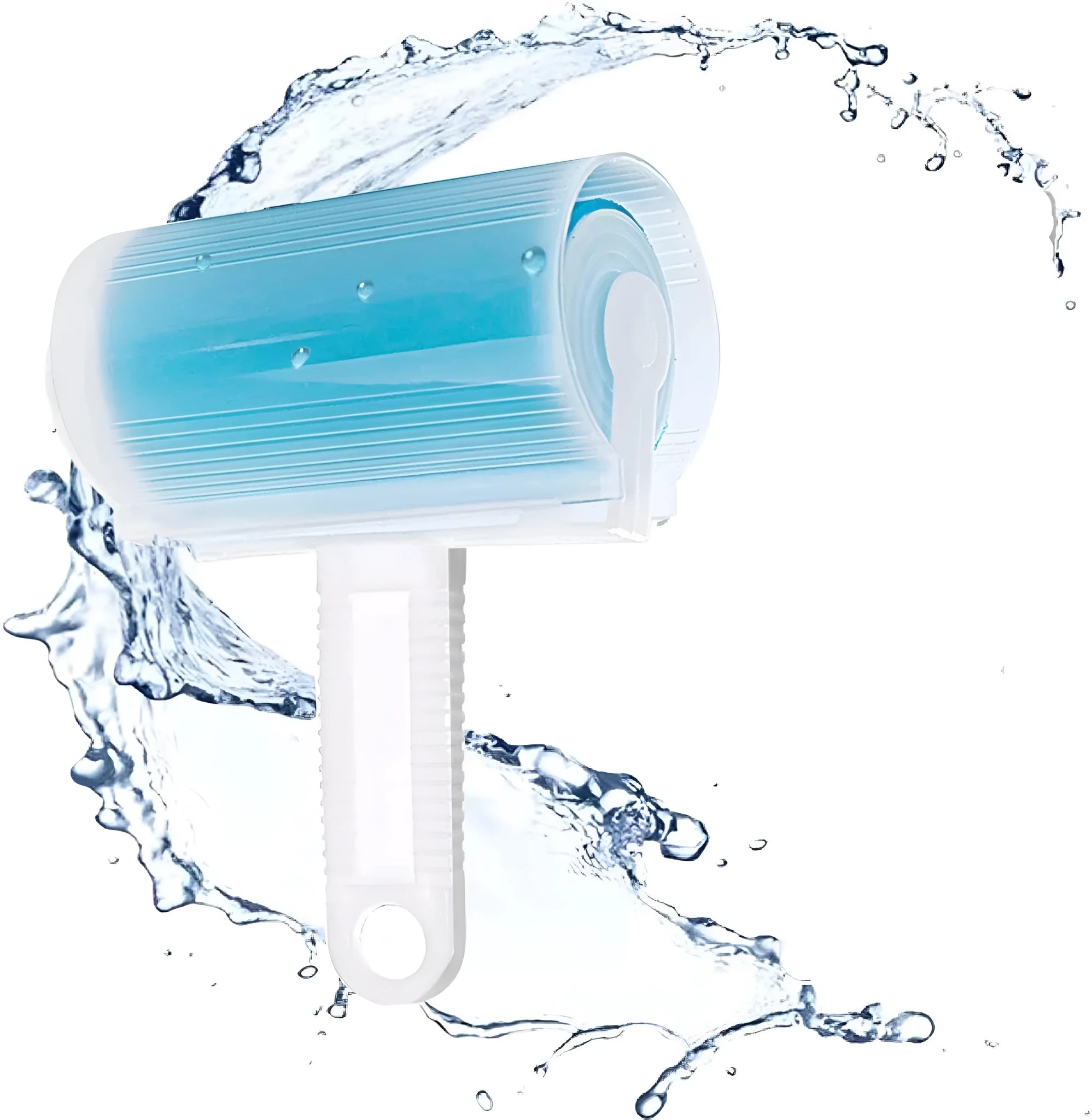 Blue washable reusable lint roller with protective cover for removing pet hair from clothes