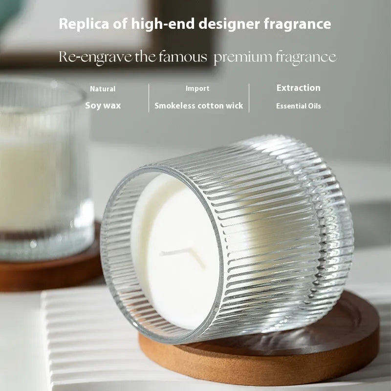 Soy wax aromatherapy candle in cup shape with rotating design, available in seven scent options