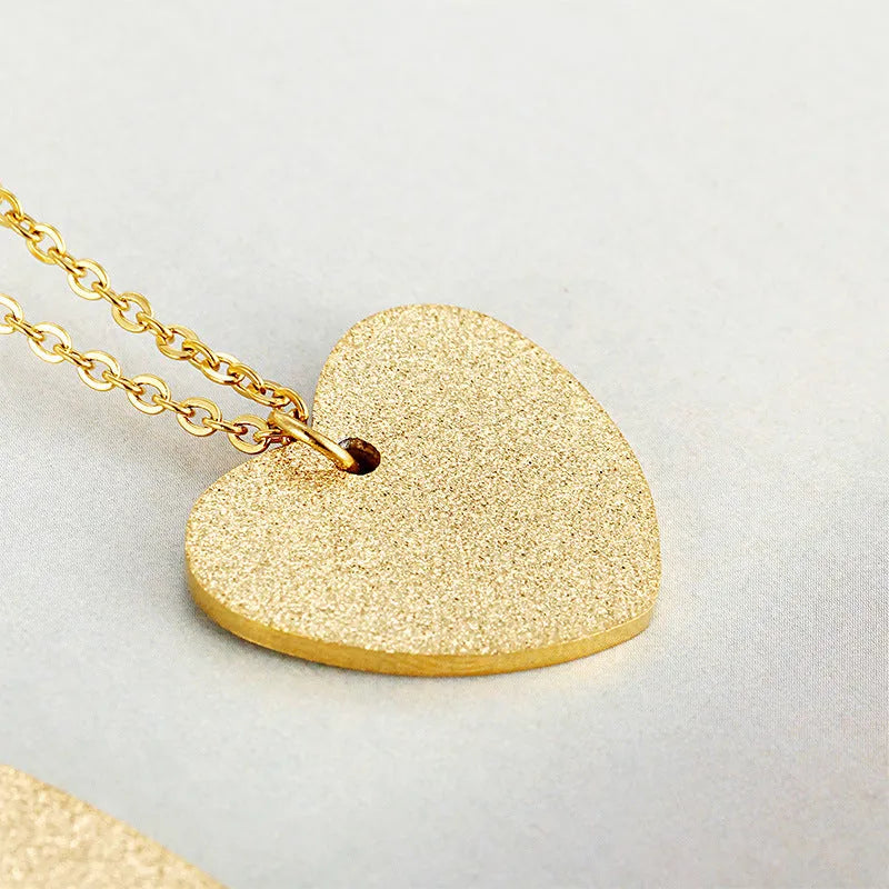 Women's titanium steel necklace with geometric heart pendant in colour KN25736-Z