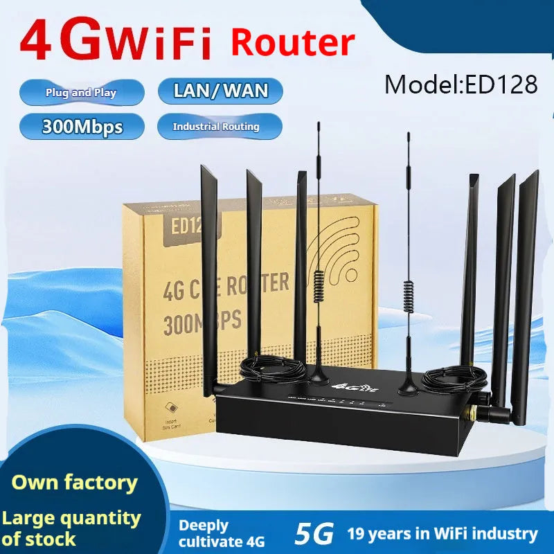 Industrial grade iron box 4G router with removable antennas and power adapter