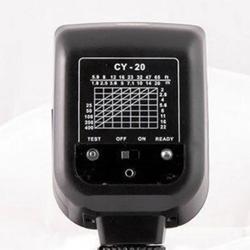 SLR camera flash accessory showing 90-degree upward rotation capability and compact design
