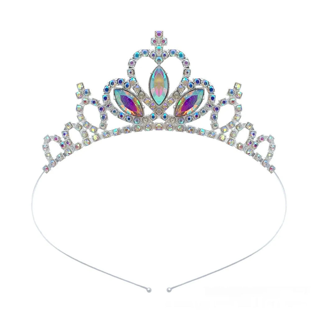 Alloy princess crown with electroplated diamond finish in gold and silver colour variations