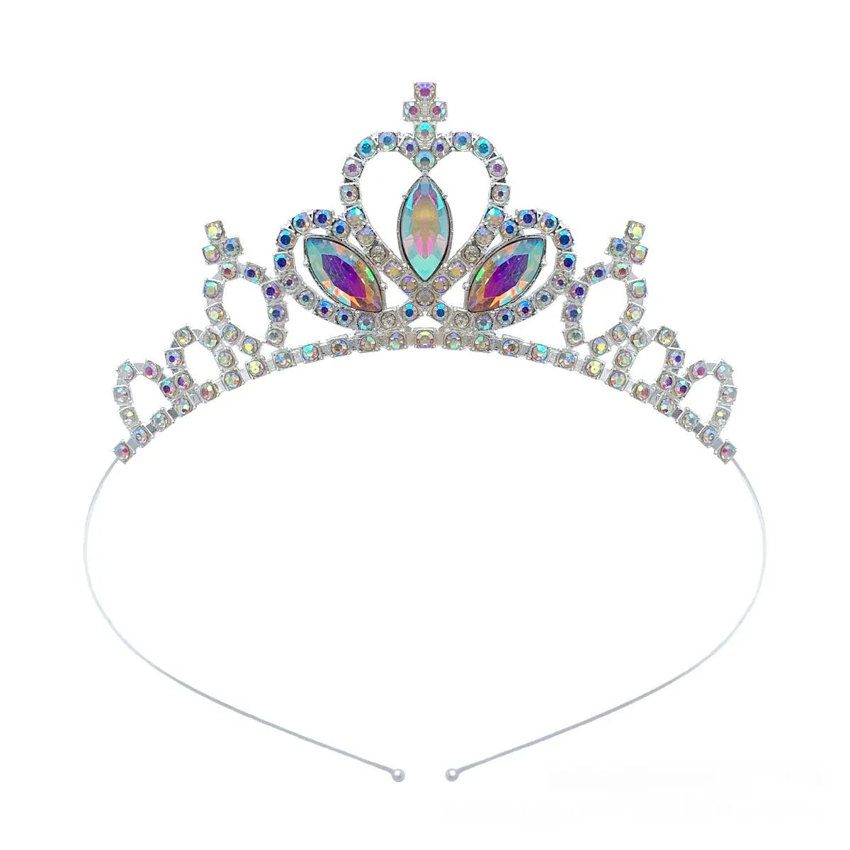 Alloy princess crown with electroplated diamond finish in gold and silver colour variations