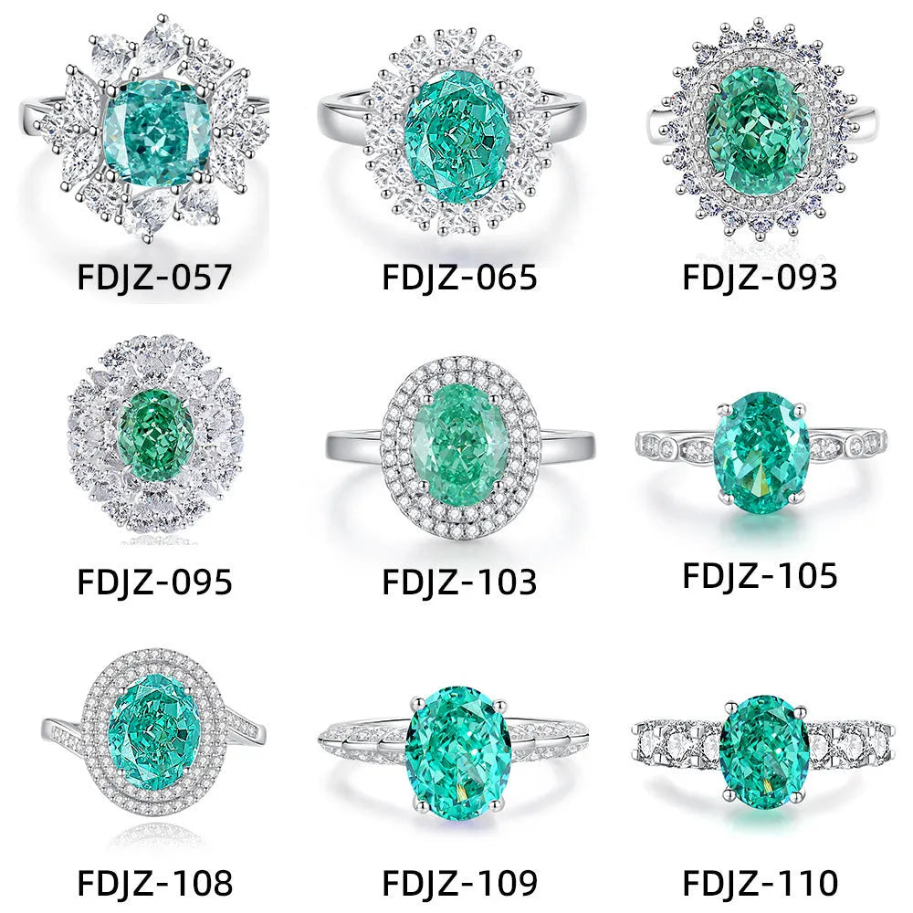 S925 sterling silver emerald ring with Palaibahao inlaid high carbon diamond geometric design