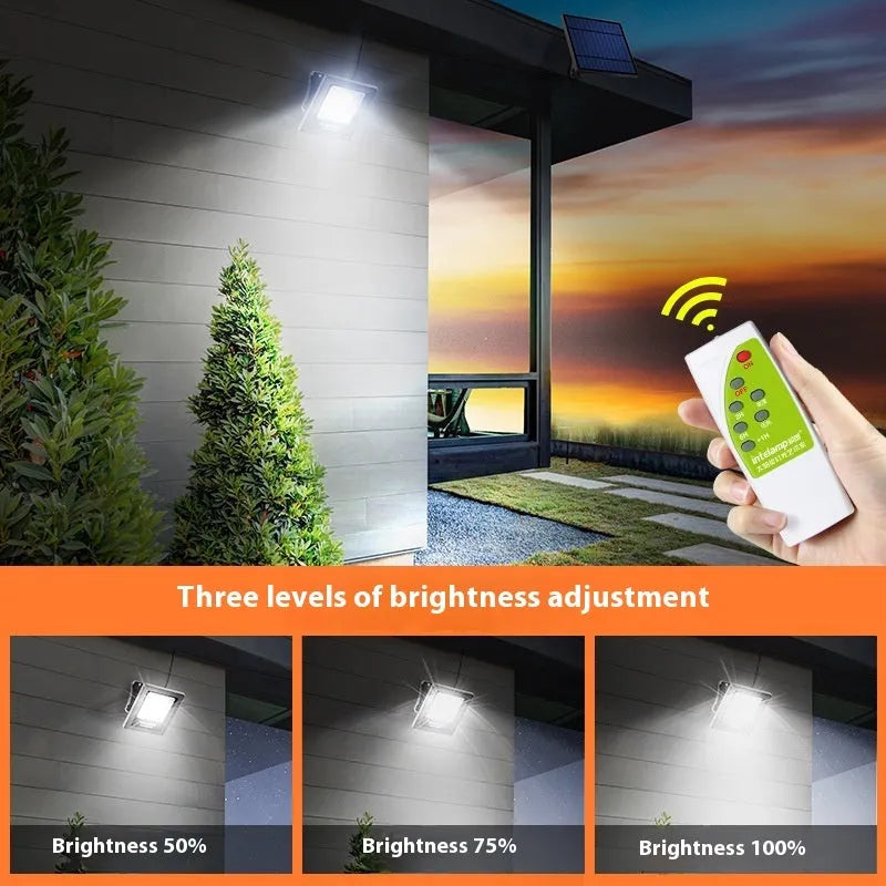 White waterproof solar LED garden light mounted on a stake for outdoor use.