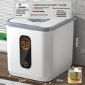 Grey plastic rice storage jar with sealed lid for insect and moisture protection