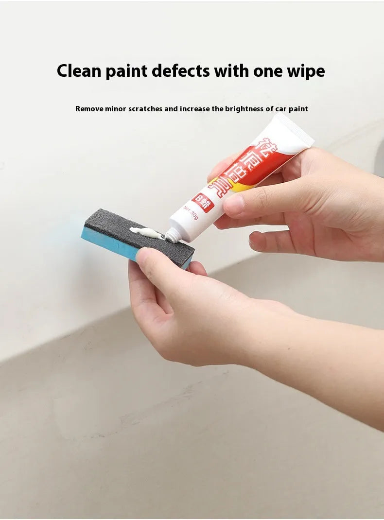 Car repair wax kit with two wax containers and frosted sponge mop for scratch removal and polishing