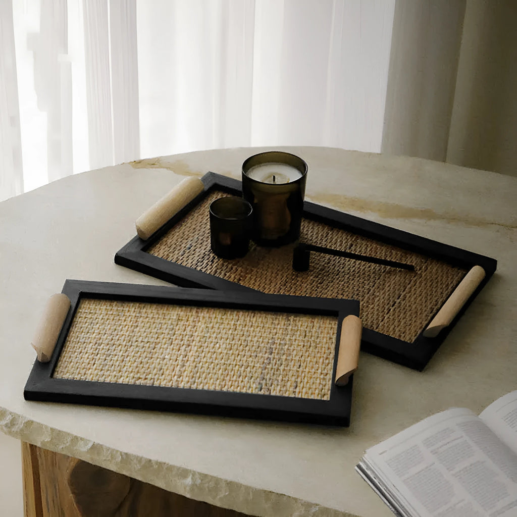 Pine wood dining tray with compartment elegant house design for tea room living room organisation