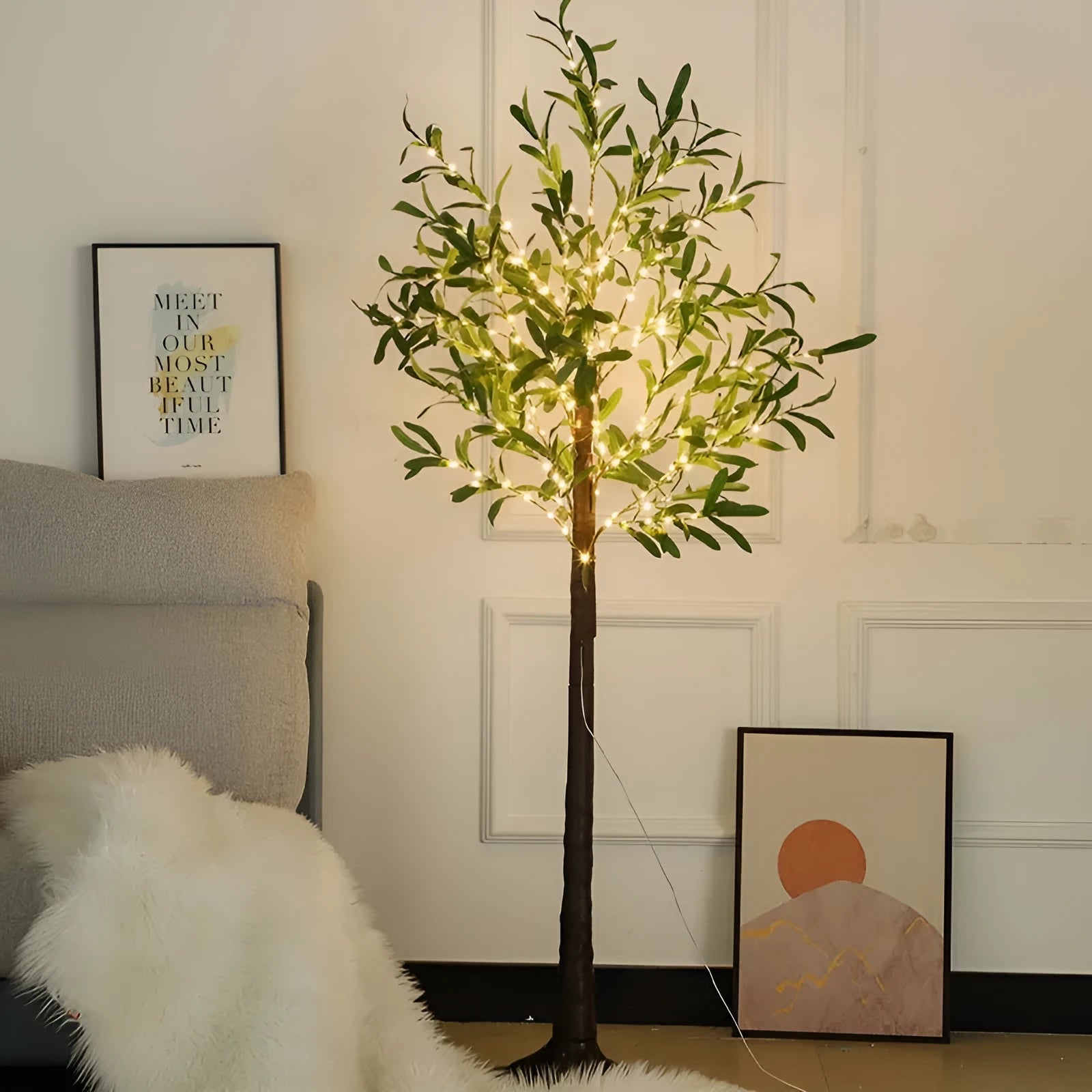 1.8 metre tall simulation olive tree lamp with warm LED lights for courtyard decoration