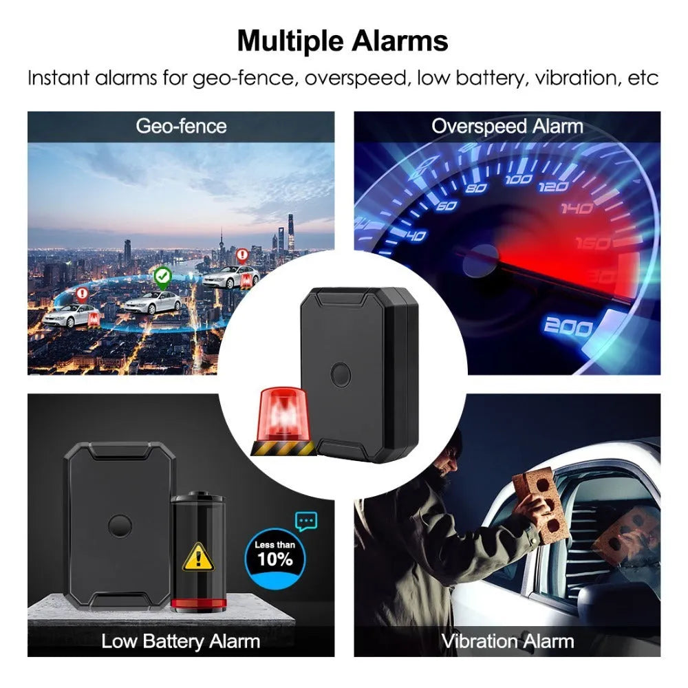 Black GPS car locator with 6000mAh battery and IP65 waterproof rating