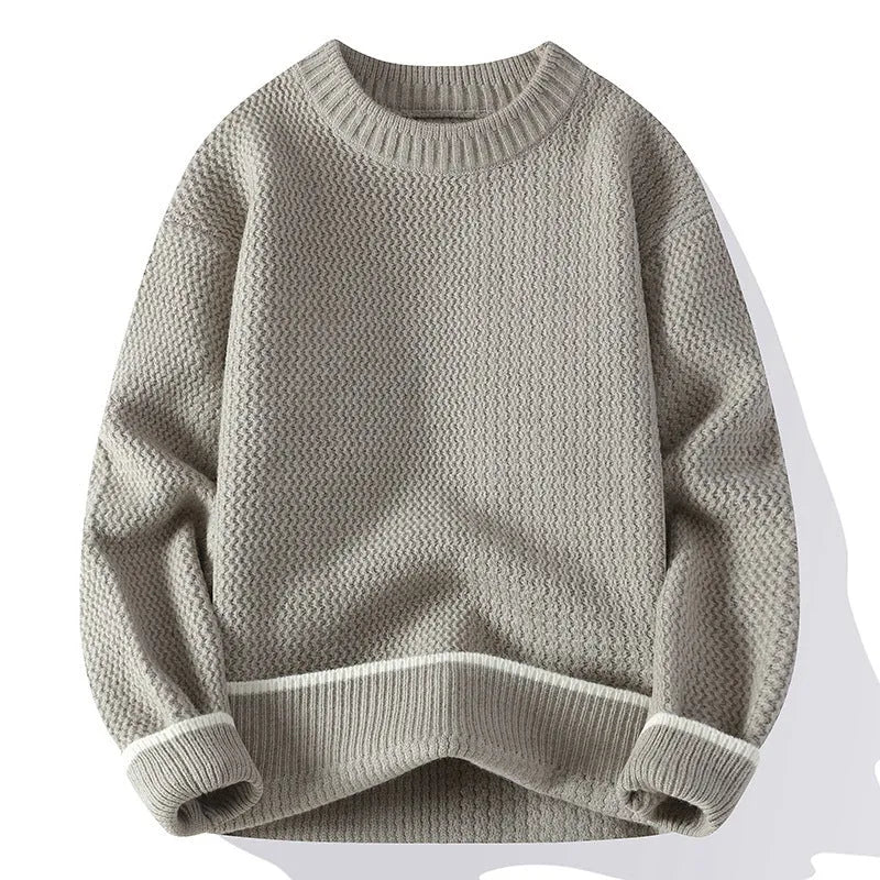 Men's loose fit round neck sweater in polyester blend fabric