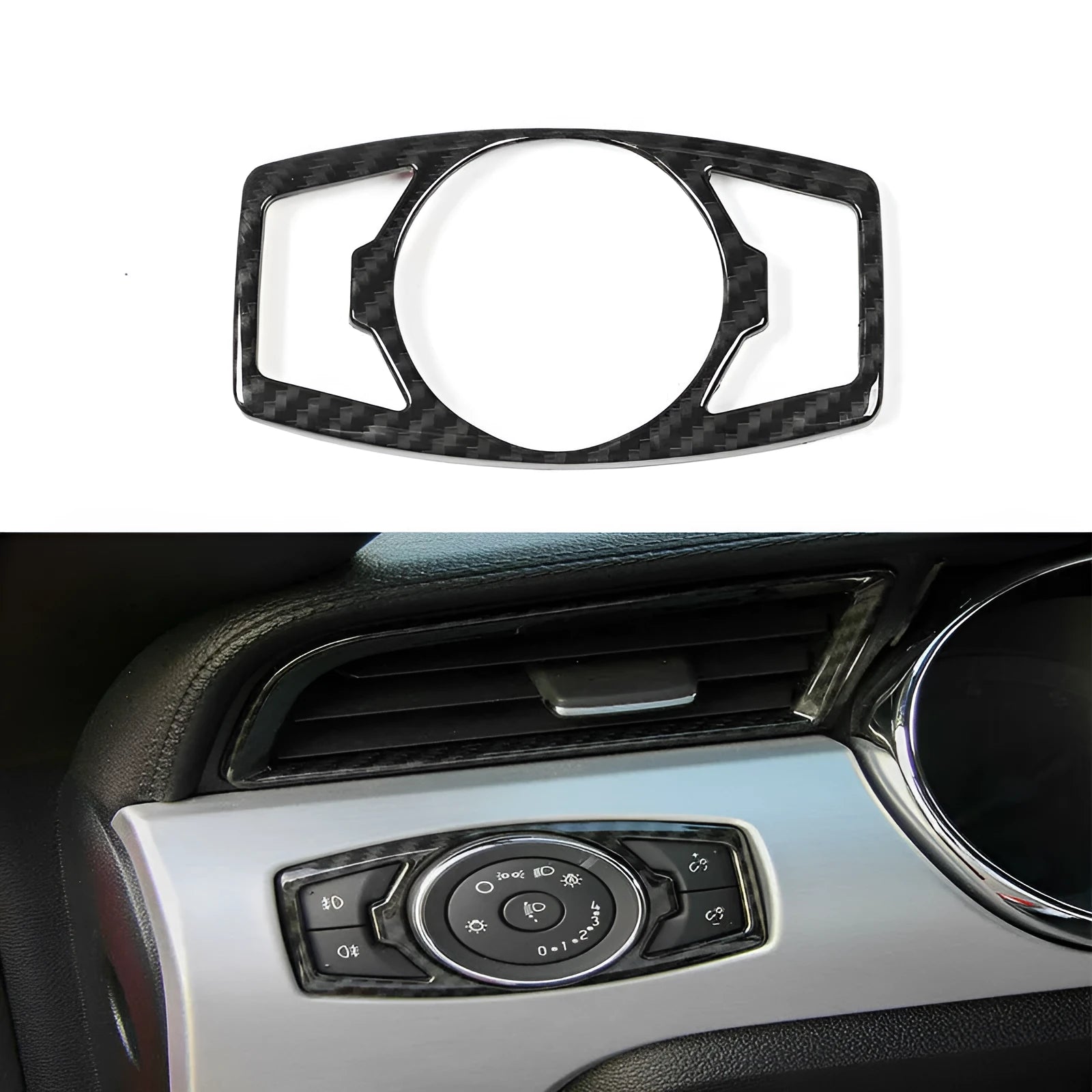 Carbon fibre pattern ABS plastic patch for Ford F-150 Wildtrak headlight control panel