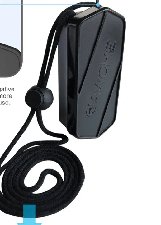 Black plastic air purifier necklace personal wearable cleaner 80mm long