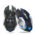 HXSJ wireless mouse black ergonomic design with six buttons and USB receiver