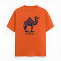 Orange cotton summer t-shirt with loose fit and short sleeves on hanger