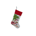 Flamingo Christmas stocking decoration in cloth material measuring 46 by 28 centimetres
