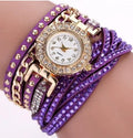 Fashion ladies twist braided quartz watch with 28mm dial and screw crown