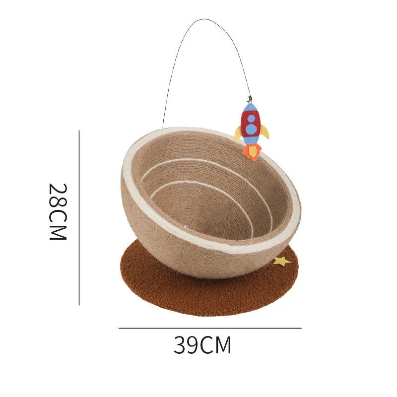 Large integrated cat scratching basin and flannel nest in starlight sisal colour
