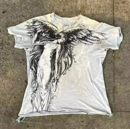 Men's gothic short sleeve t-shirt with cartoon print pattern in HQ929 colour
