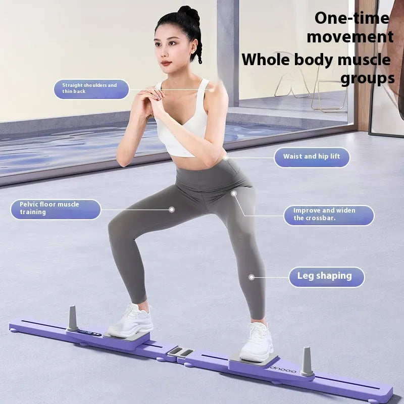 Multifunctional split supine board ski machine in twilight purple colour showing 85cm length