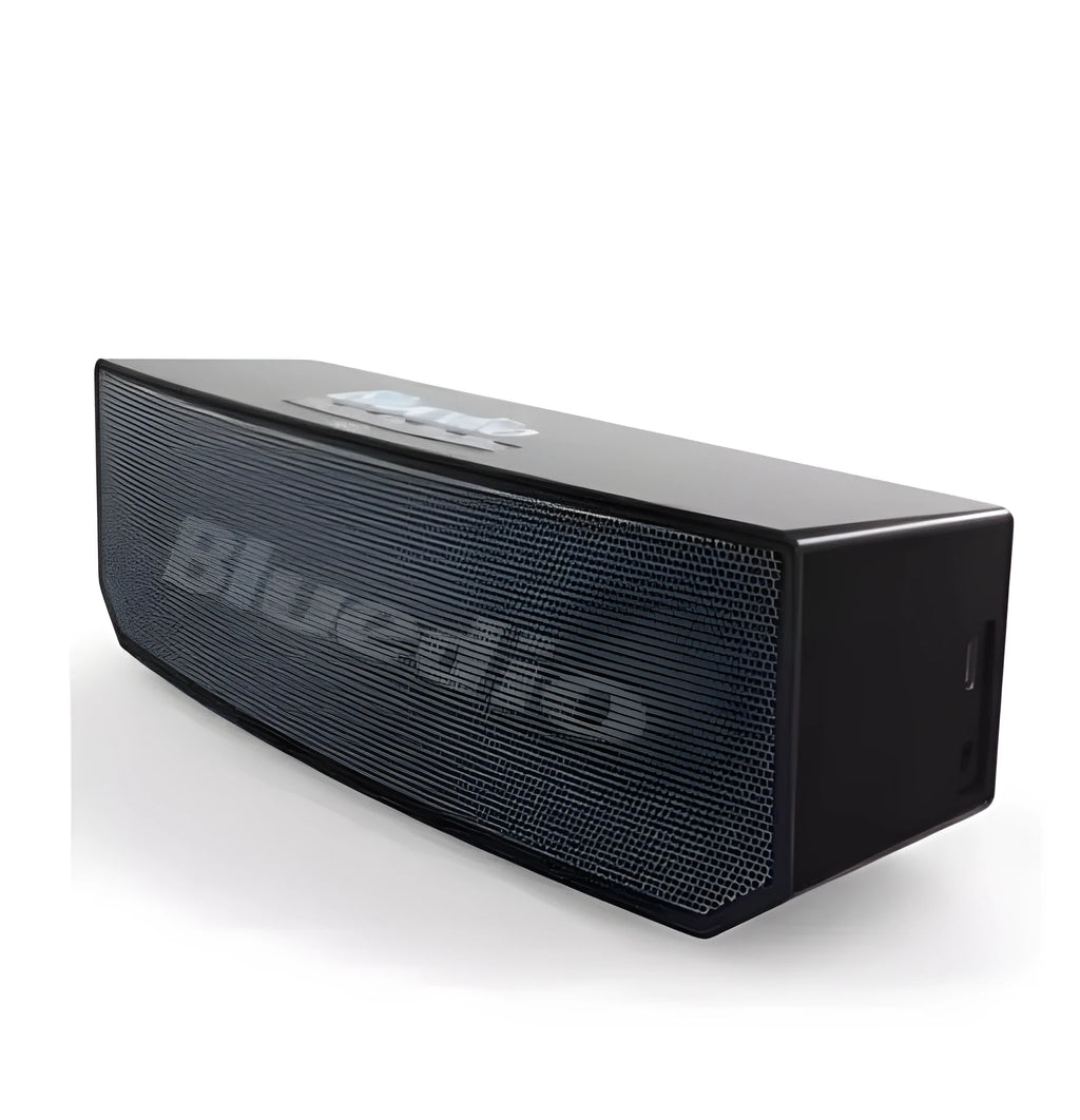 Black BS-6 cloud smart speaker with compact vertical design and Bluetooth connectivity