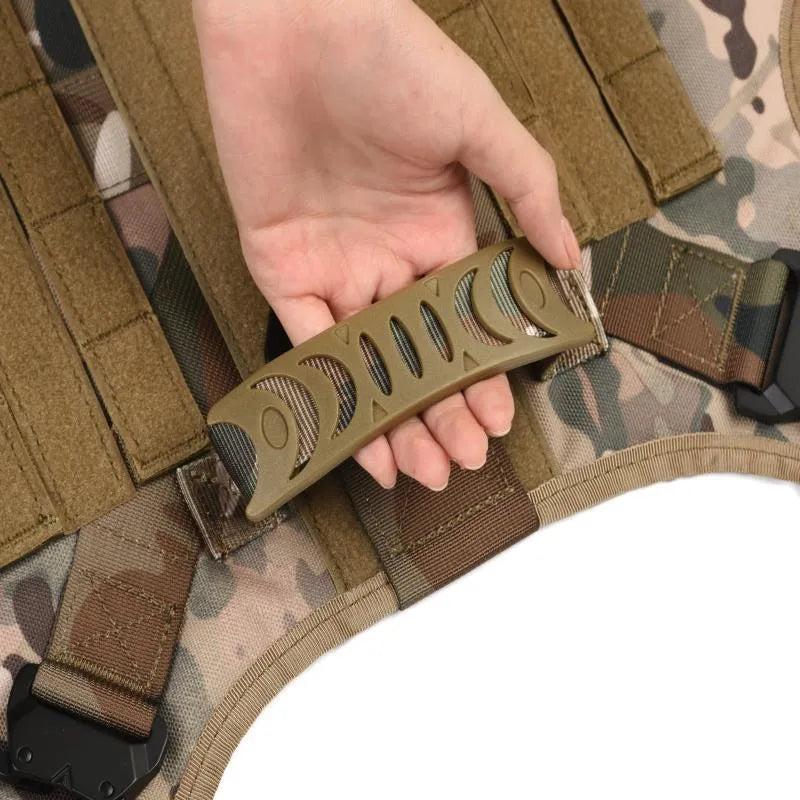 Polyester dog training battle suit vest set with adjustable harness in camouflage pattern