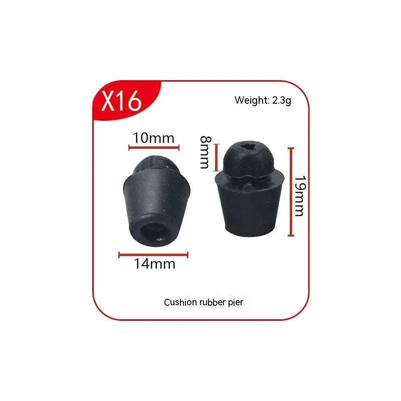 X16 coloured automotive rubber dampening clips for trunk and cover shock absorption