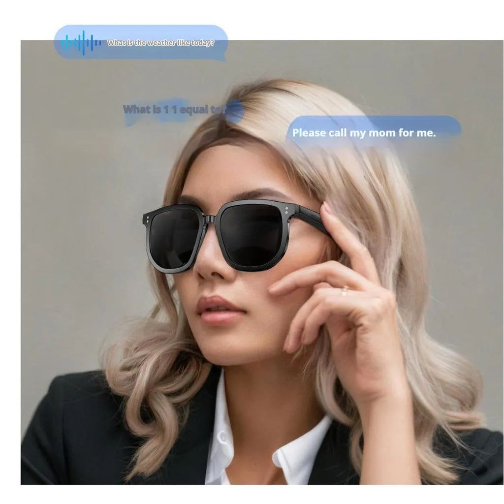 Black smart glasses with Bluetooth calling and audio functions, UV protection lenses