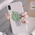 Silicone Plant Pattern Phone Case Back Cover for iPhone 11 11Pro 11Pro Max XR XS XS Max 6 6s 7 8 Plus X Non-Toxic Painted Design Dirt-Resistant Wear-Resistant Easy Clean White Colour Simple Style