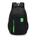 Oxford fabric school backpack with reinforced straps and side pockets available in blue green red grey and orange for teenagers