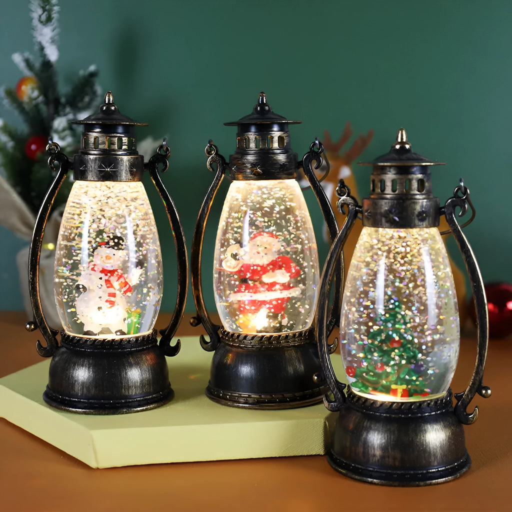 Portable crystal ball oil lamp Christmas decoration with snowman and elderly designs